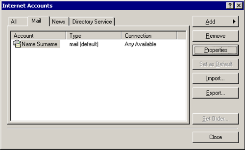 Outlook Express - Cuentas de Internet - Correo