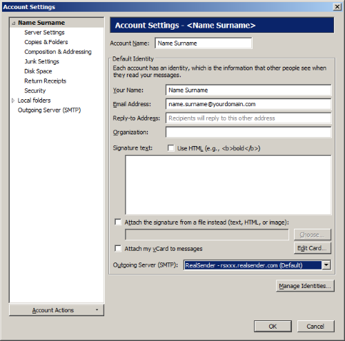 Thunderbird - Servidor de salida (SMTP)