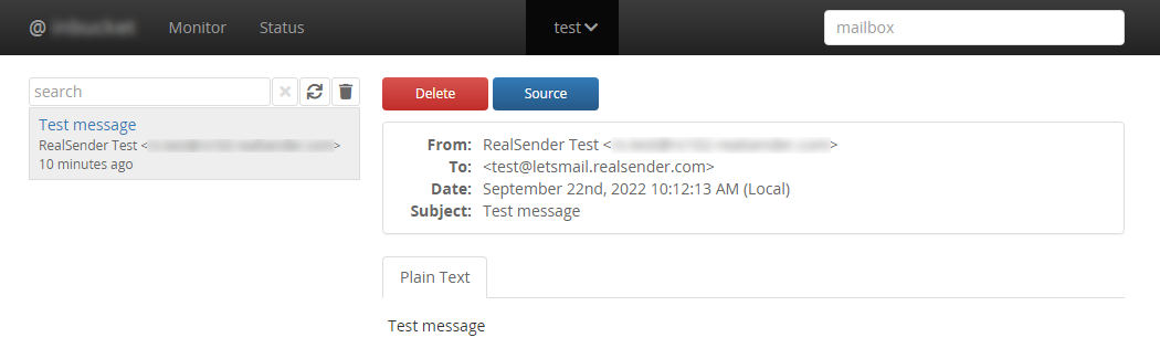 mensaje de correo electrónico de Inxbox