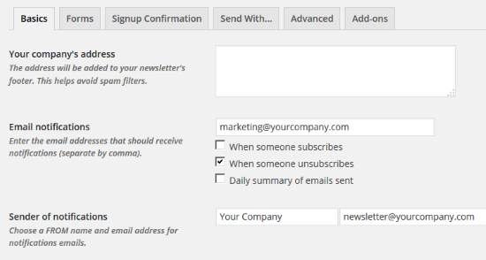 MailPoet - Configuración - Conceptos básicos
