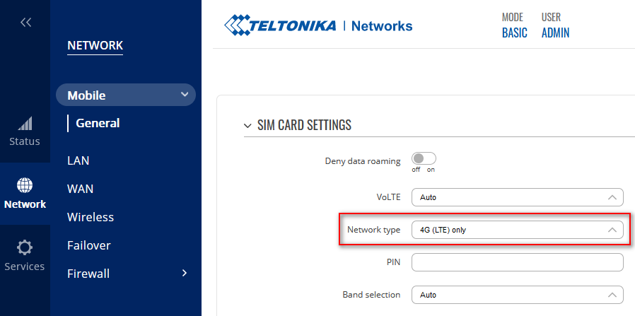 Configuración de la tarjeta SIM del móvil: solo 4G (LTE)