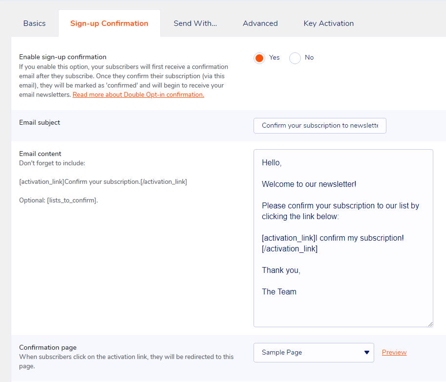 Confirmación de registro